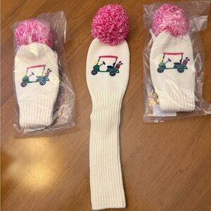 Mark & Graham White and Pink Golf Headcover Set of 3
